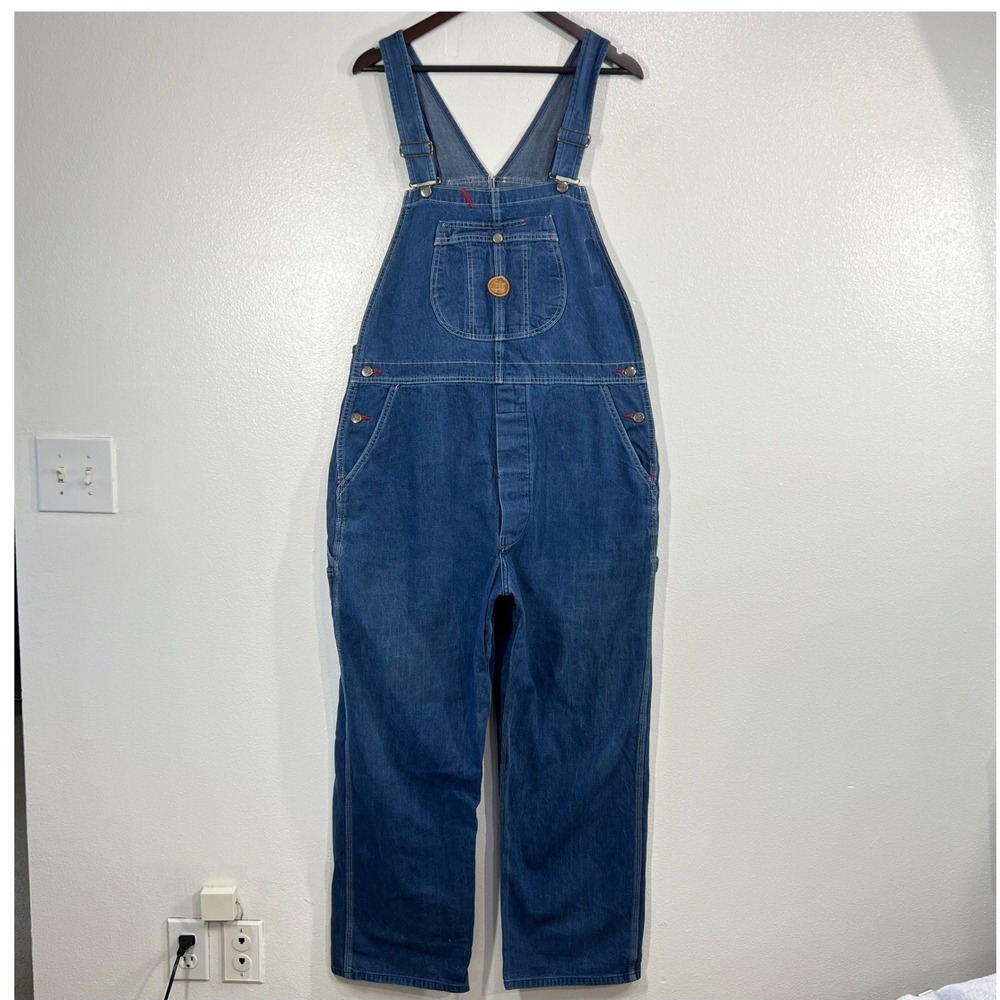 Red Kap Denim Overalls Mens 40x32 Blue Workwear Carpenter Rugged Utility BD10DN
